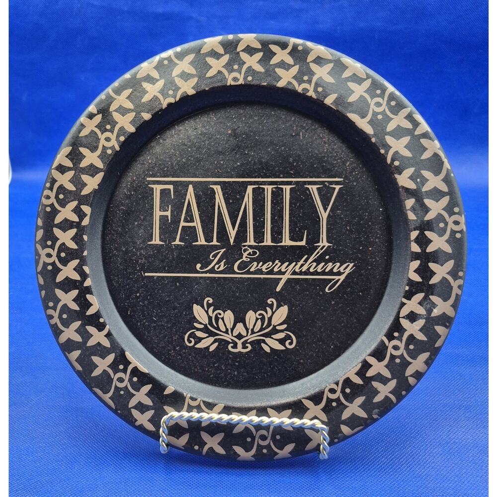 FAMILY Is Everything Black Gold Decorative Plate 9.5" Diameter